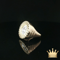 14K Circle Shaped Men's Medusa Ring with Cuban Ring Style