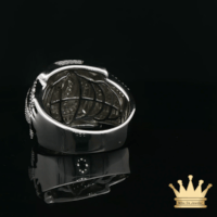Square Lion Head Ring in Sterling Silver – Iced Circle Design