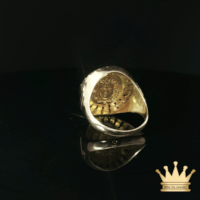 14K Circle Shaped Men's Medusa Ring with Cuban Ring Style