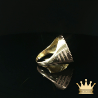14K Circle Shaped Men's Medusa Ring with Cuban Ring Style