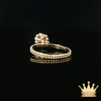 18K Gold Moon-Cut Cluster Ring – Elegant Multi-Tone Floral Design