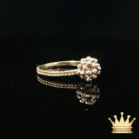18K Gold Moon-Cut Cluster Ring – Elegant Multi-Tone Floral Design