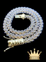 Solid 18k Yellow and White Gold Popcorn Chain
