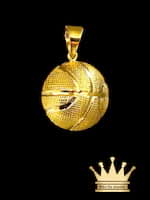 Custom Made 18 Karat Gold Basketball Charm Pendant
