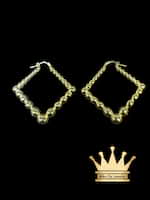 18K Gold Beads Hoops Earrings Funky Design 6.47 grams