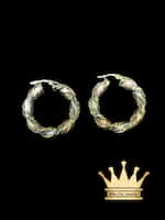 18K Tri Color Gold Hoops Twisted Design Earrings 6.47 grams