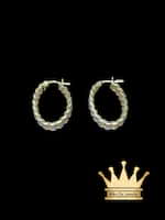 18K Gold Rippled Hoop Design Earrings 2.82 grams