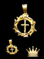 18K Handmade Thorns with Cross Pendant