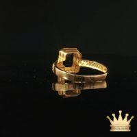18K Gold Ring with Blue & White C.Z – Emerald Cut Statement Ring