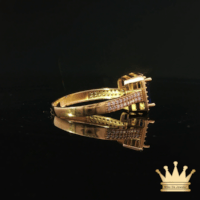 18K Gold Ring with Blue & White C.Z – Emerald Cut Statement Ring