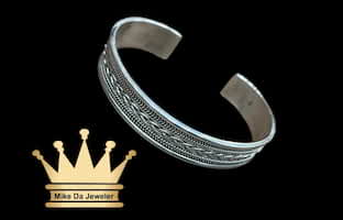 925 sterling silver solid handmade band with wheat rope designs price $275 dollars weight 25.91 grams 12mm