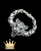 925 sterling silver solid lion face bracelet    weight 86.17 grams 8.5 inches 10mm lion face 1.25 inches