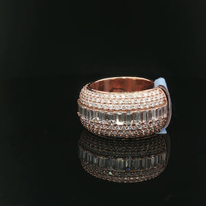 Rose Gold Diamond Eternity Ring with Baguette Center