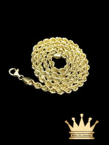 18K Gold Semi Hollow Rope Chain with Diamond Cut