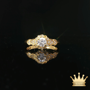 18K Yellow Gold CZ Halo Ring