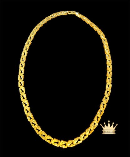 22k yellow gold our factory made chain wide 7 mm weight 23.8 grams length 21 inches price $2450