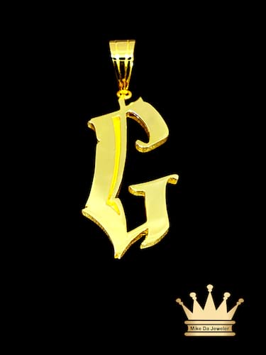 18K Solid Gold Initial G Pendant