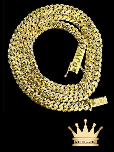 Solid 18k Miami cuban link chain with Diamond cut - weight 100 grams 8 mm wide