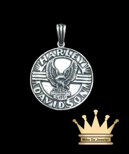 925 sterling silver solid Hartley Davidson pendant price $325 dollars weight 16.96 grams 1.25 inches