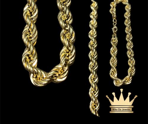 18karat gold rope bracelet size 7.5inch thickness 6.5mm weight 5.570 price $600.00