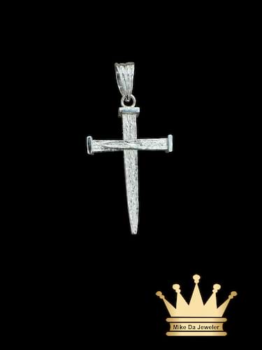 Custom Made Solid Silver Three Nail Cross Charm Pendant