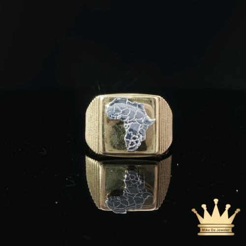 18K Yellow Gold Africa Map Ring