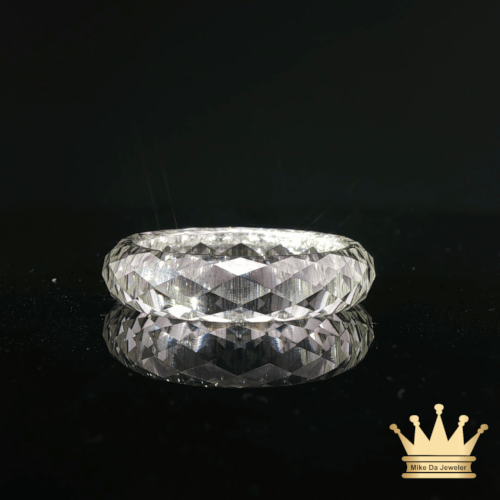 Moissanite White Gold Faceted Band Ring – Modern Luxury Design
