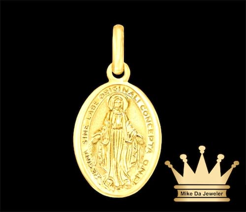 Custom made 18k gold vergin Mary charm size 1 inch Weight 4.500 gram price $550
