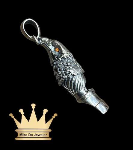 925 sterling silver solid handmade eagle head pendant    weight 11.06 grams 1.25 inches