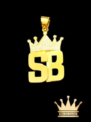 Fully Solid 22 Karat Gold SB Logo Pendant
