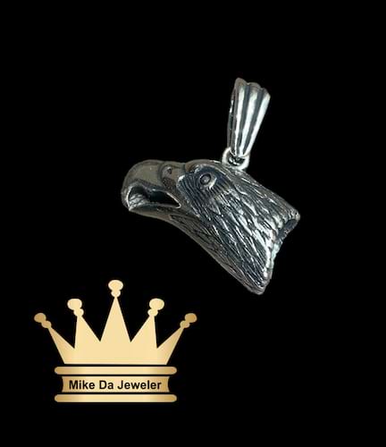 925 sterling silver solid 3D eagle head pendant price $165 dollars weight 7.05 grams 0.75 inches