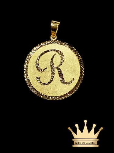 22K Gold Custom Made Circle Initial Charm