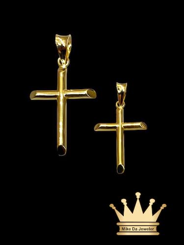 Custom Made Solid 18 Karat Gold Cross Charm Pendant