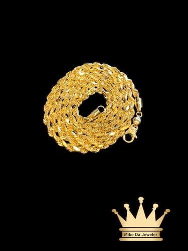 Solid 18 Karat Gold Diamond Cut Rope Chain