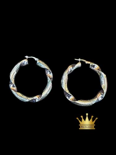 18k yellow and rose gold hoops earrings  6.78 grams