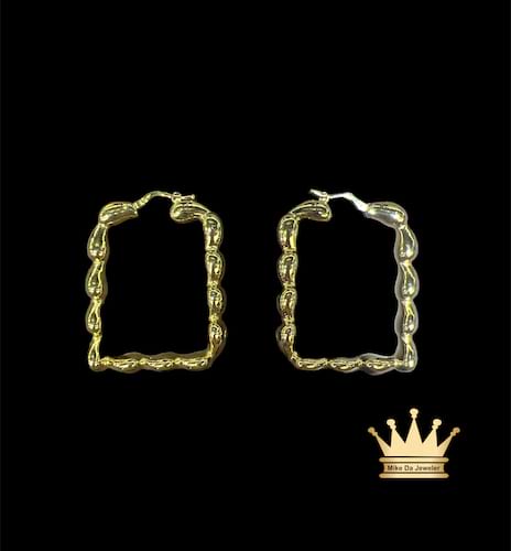18k Womens Gold Rectangle Hoop Earrings 8.47 grams
