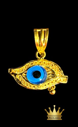 22k sold yellow gold 3D Evil eye charm size-1 inch weight-3.62mg price - $400