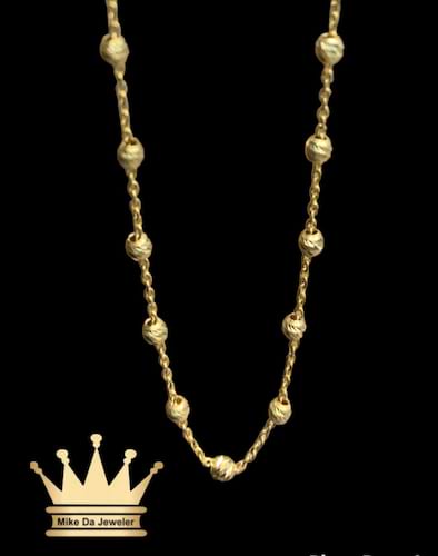 18k moon cut / bits chain  weight 3.71 grams length 22 inches available in stock 18inch, 20 inch, 22 inch yellow gold and two tone