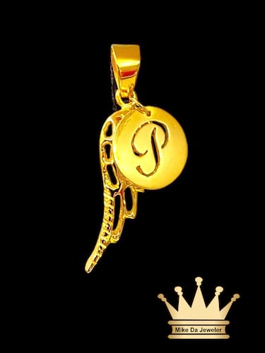 Custom Made 18K Gold Memorial Angel Wings Pendant