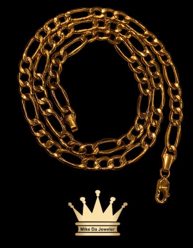 18k figaro chain price $1909 usd weight 18.19 grams 6mm 24inches