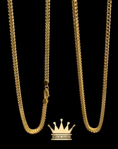 18 k Franco chain price $1169 usd weight 11.14 gram 3mm 20 inches available stock 1.5,2,3,4,5mm any length