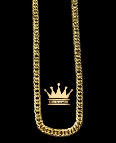 18k semisolid double Cuban link chain with diamond cut all around  weight 14.2 gram 6mm 20 inches