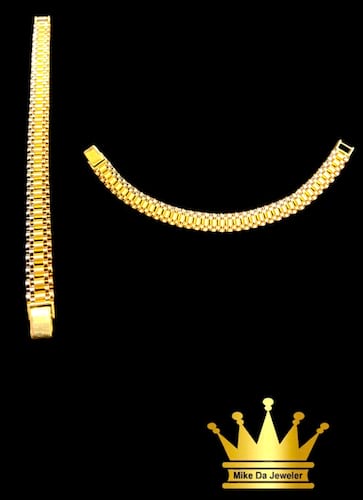 18karat gold Rolex bracelet three tone white rose & yellow gold weight 23.940  price $2990.00