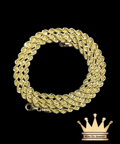 18k semi solid rope chain with diamond cut price $920 dollars weight 10.3 grams 22 inches 3 mm