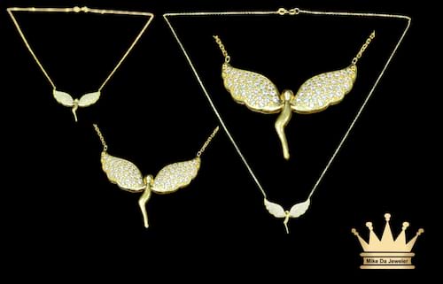 18karat gold female angel charm necklace size 17.00 inch weight 3.620 price $450.00
