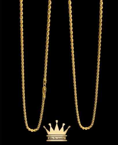 18k light weight rope chain price $340 usd weight 3.12 gram 1.5mm 22 inches