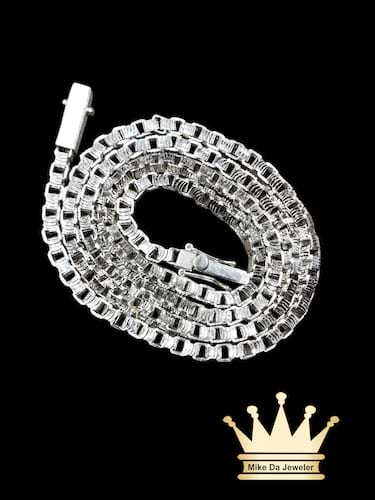 22K Solid Handmade White Gold Box Chain
