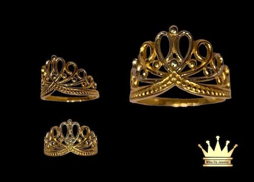 18 karat gold two tone female ring princess crown size 7.75 weight 3.320 price $415.00