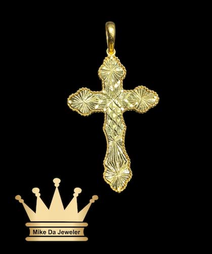 21k Gold handmade cross price $860 dollars weight 7.9 grams size 1.5 inches