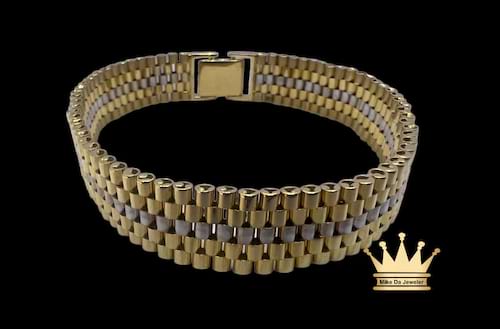 White and yellow gold men’s Rolex bracelet 18k grams 24.54